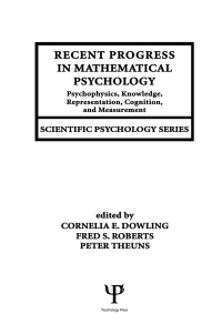 Titelbild: Recent Progress in Mathematical Psychology 1st edition 9780805819755
