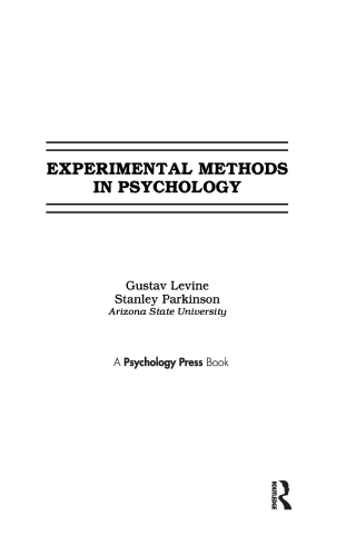 Imagen de portada: Experimental Methods in Psychology 1st edition 9780805814385