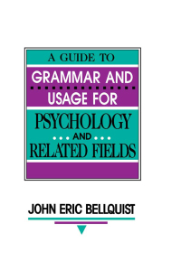 Imagen de portada: A Guide To Grammar and Usage for Psychology and Related Fields 1st edition 9780805813944