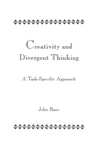 Cover image: Creativity and Divergent Thinking 1st edition 9780805812954
