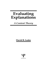 Cover image: Evaluating Explanations 1st edition 9780805810646