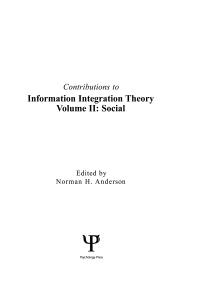 Titelbild: Contributions To Information Integration Theory 1st edition 9780805808377