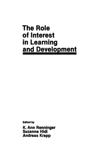 Cover image: The Role of interest in Learning and Development 1st edition 9781138989887