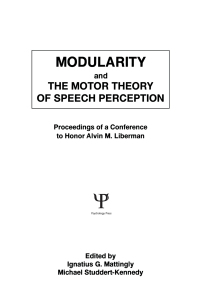 Cover image: Modularity and the Motor theory of Speech Perception 1st edition 9781138875999