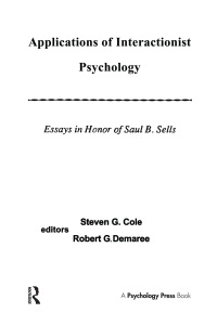 Imagen de portada: Applications of interactionist Psychology 1st edition 9781138963672