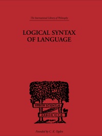 Imagen de portada: Logical Syntax of Language 1st edition 9780415613798