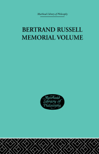 Cover image: Bertrand Russell Memorial Volume 1st edition 9780415511063