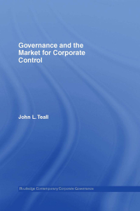 Cover image: Governance and the Market for Corporate Control 1st edition 9780415397865