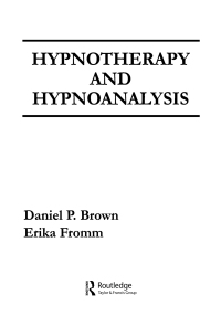 صورة الغلاف: Hypnotherapy and Hypnoanalysis 1st edition 9780898597837