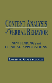 Cover image: Content Analysis of Verbal Behavior 1st edition 9781138971721