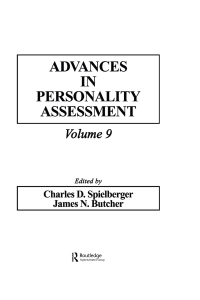 Imagen de portada: Advances in Personality Assessment 1st edition 9780805812268