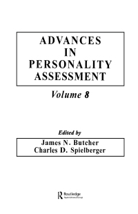 Titelbild: Advances in Personality Assessment 1st edition 9780805805031