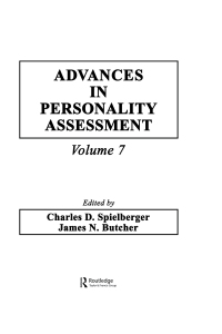 Omslagafbeelding: Advances in Personality Assessment 1st edition 9780805802177