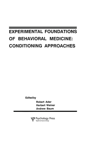 Imagen de portada: Experimental Foundations of Behavioral Medicines 1st edition 9781138969315