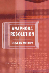 Cover image: Anaphora Resolution 1st edition 9781138146358