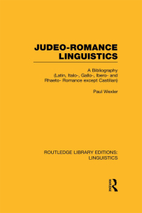 Titelbild: Judeo-Romance Linguistics (RLE Linguistics E: Indo-European Linguistics) 1st edition 9780415727358