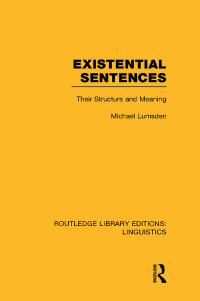 Imagen de portada: Existential Sentences 1st edition 9781138969278