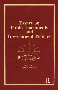 Titelbild: Essays on Public Documents and Government Policies 1st edition 9780866562485
