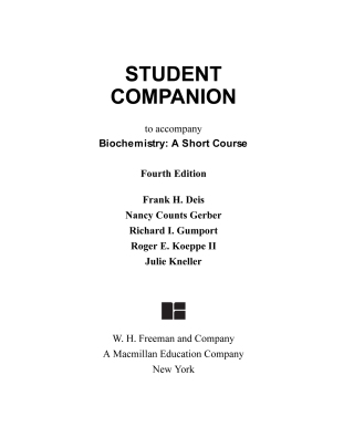 Cover image: Student Companion for Biochemistry: A Short Course 4th edition 9781319114633