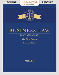 Cover image: MindTap Business Law for Miller's Business Law: Text & Cases - The First Course, 14th Edition, [Instant Access], 1 term (6 months) 14th edition 9781337105507