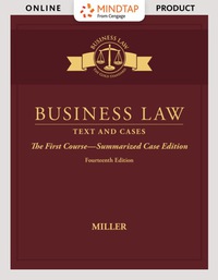 Cover image: MindTap Business Law for Miller's Business Law: Text & Cases - The First Course - Summarized Case Edition, 14th Edition, [Instant Access], 1 term (6 months) 14th edition 9781337105538