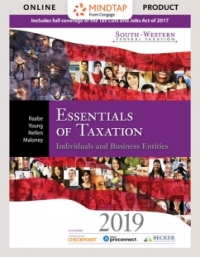 Cover image: CengageNOWv2 for Raabe/Young/Nellen/Maloney's South-Western Federal Taxation 2019: Essentials of Taxation: Individuals and Business Entities, 22nd Edition, [Instant Access] 22nd edition 9781337703772