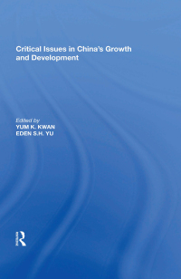 表紙画像: Critical Issues in China's Growth and Development 1st edition 9781138619227