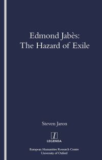 Cover image: Edmond Jabes and the Hazard of Exile 1st edition 9781900755719