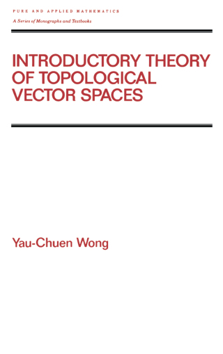 Cover image: Introductory Theory of Topological Vector SPates 1st edition 9780367402730
