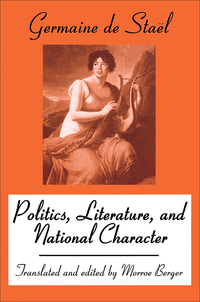 Cover image: Politics, Literature and National Character 1st edition 9780765806451