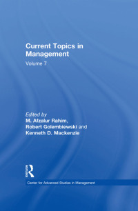 Cover image: Current Topics in Management 1st edition 9780765801548