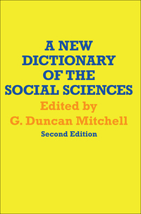 Cover image: A New Dictionary of the Social Sciences 2nd edition 9780202308784