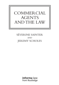 Imagen de portada: Commercial Agents and the Law 1st edition 9781843113270