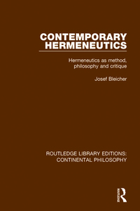 Immagine di copertina: Contemporary Hermeneutics 1st edition 9781138082397