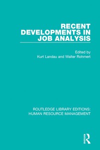 Cover image: Recent Developments in Job Analysis 1st edition 9780415789769