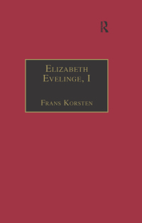 صورة الغلاف: Elizabeth Evelinge, I 1st edition 9780754604426