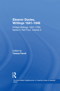 Imagen de portada: Eleanor Davies, Writings 1641–1646 1st edition 9780754662181