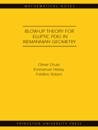 Imagen de portada: Blow-up Theory for Elliptic PDEs in Riemannian Geometry (MN-45) 9780691119533