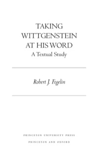 Cover image: Taking Wittgenstein at His Word 9780691142531