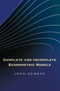 Cover image: Complete and Incomplete Econometric Models 9780691140025