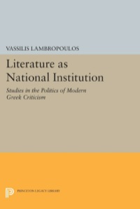 Cover image: Literature as National Institution 9780691602943