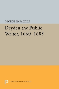 Cover image: Dryden the Public Writer, 1660-1685 9780691616490