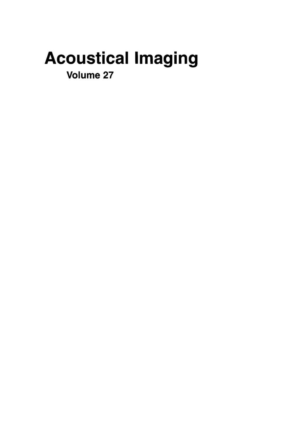 Acoustical Imaging 1st Edition