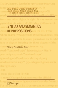 Imagen de portada: Syntax and Semantics of Prepositions 1st edition 9781402038495