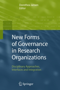Cover image: New Forms of Governance in Research Organizations 1st edition 9781402058301