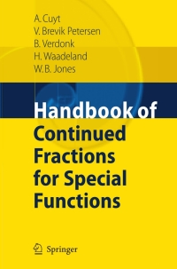 Cover image: Handbook of Continued Fractions for Special Functions 9789048177752