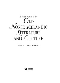 Cover image: A Companion to Old Norse-Icelandic Literature and Culture 1st edition 9781405163675