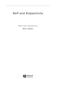 Cover image: Self and Subjectivity 1st edition 9781405112055