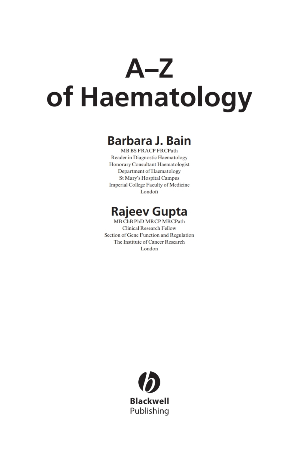 A – Z of Haematology 1st Edition