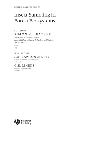 Cover image: Insect Sampling in Forest Ecosystems 1st edition 9780632053889